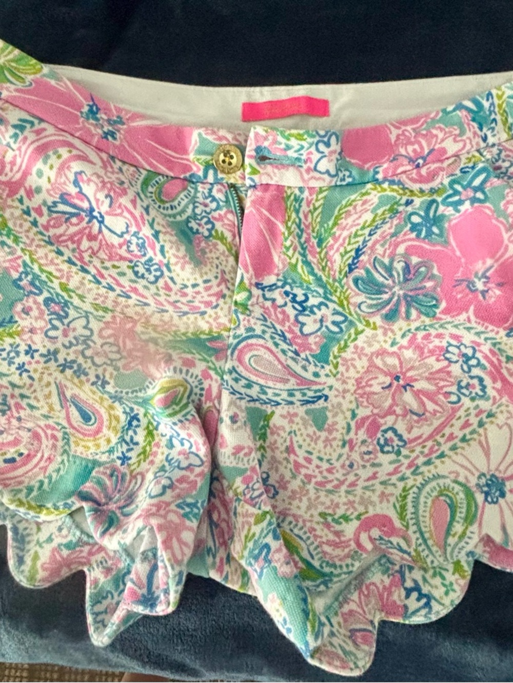 Lilly Pulitzer Pink Multi Paisley Scallop-Hem Shorts